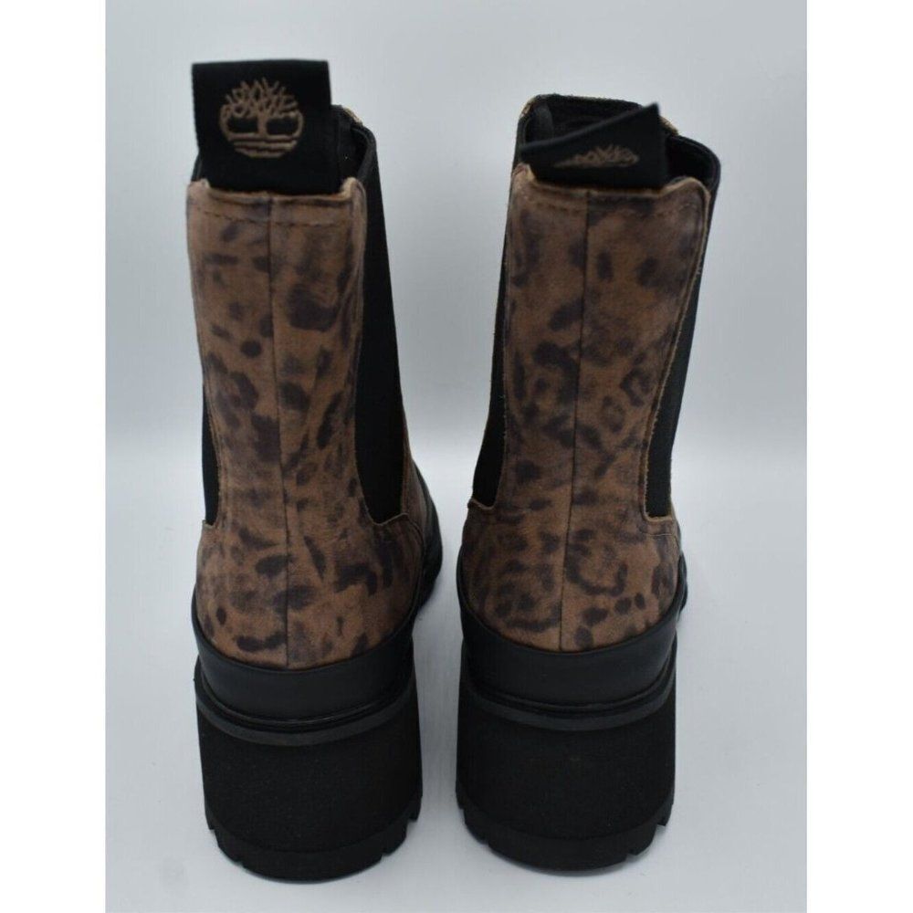 Timberland Womens Size 7 Kori Park 2.0 Brown Nubuck Leopard Print Chelsea Boots - Picture 4 of 12
